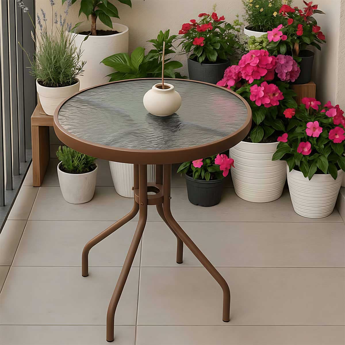 Sto za terasu prečnika 70 cm Koko Brown