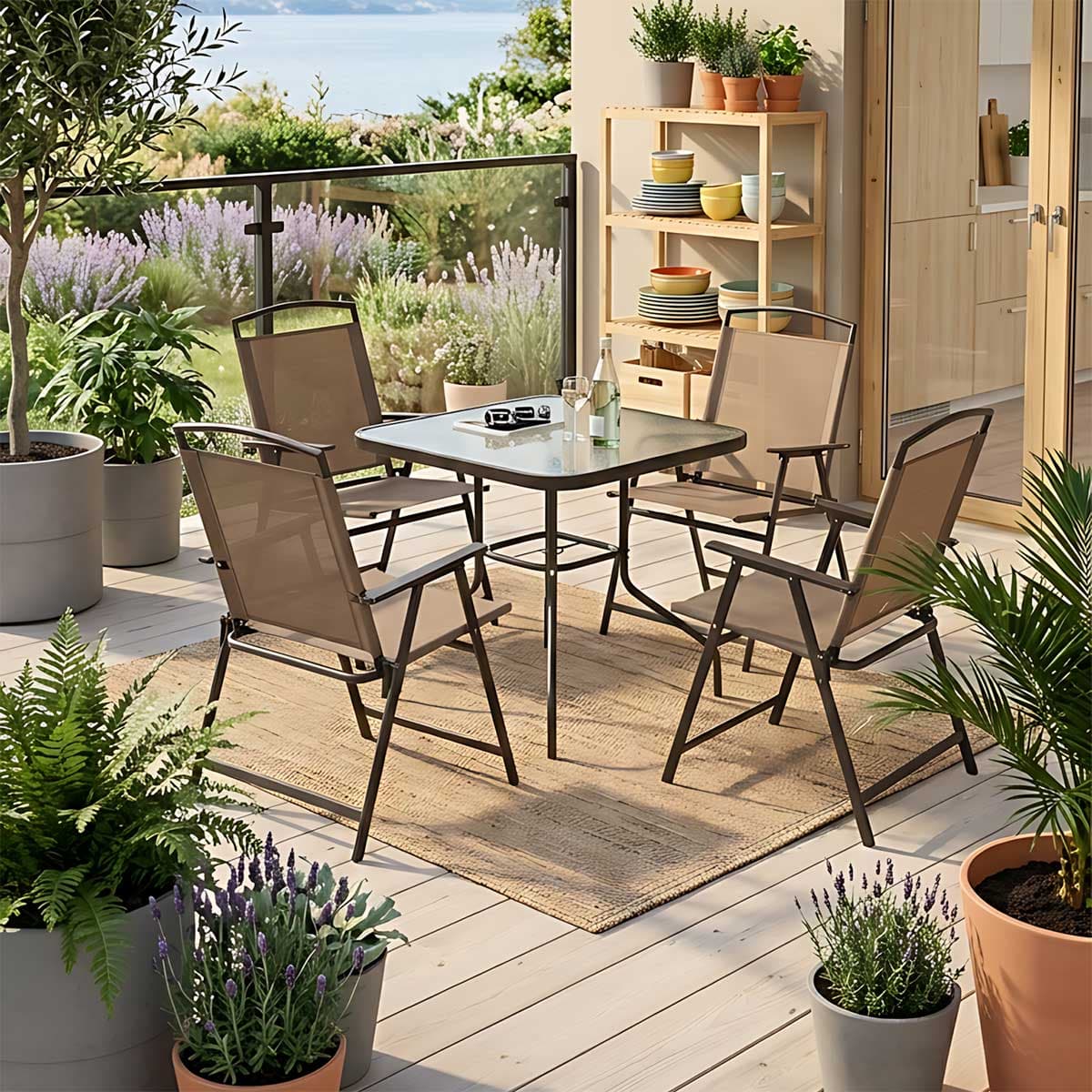 Garnitura za Terasu Sa Sklopivim Stolicama Hamra Beige