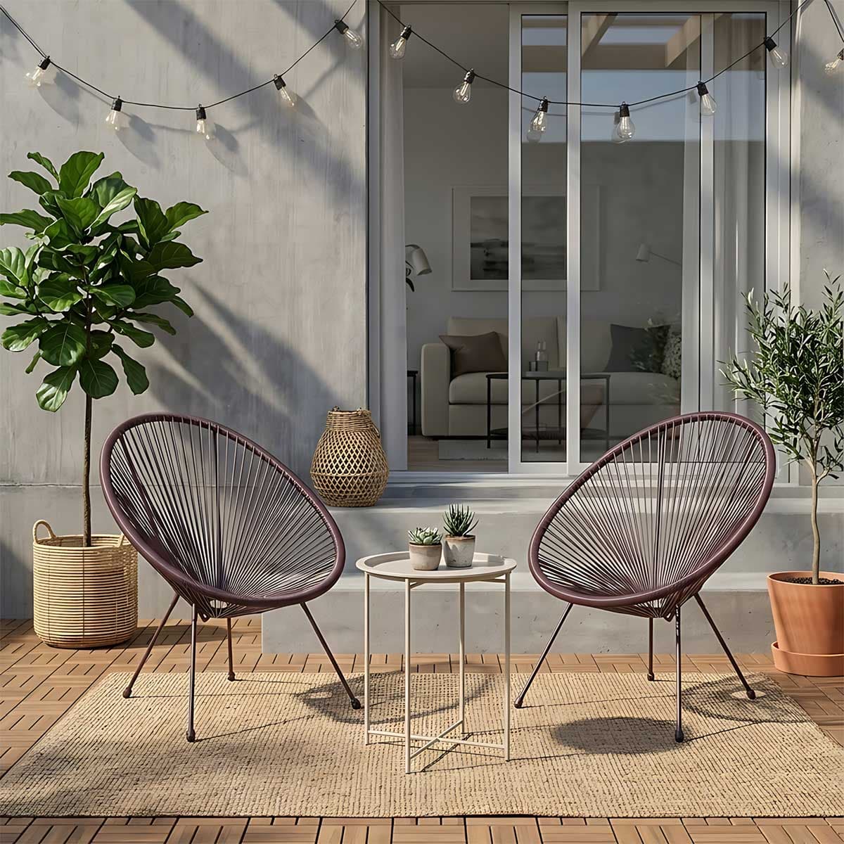 Galibi Artistička Garnitura Za Terasu - 2 Ratan Fotelje i Stočić