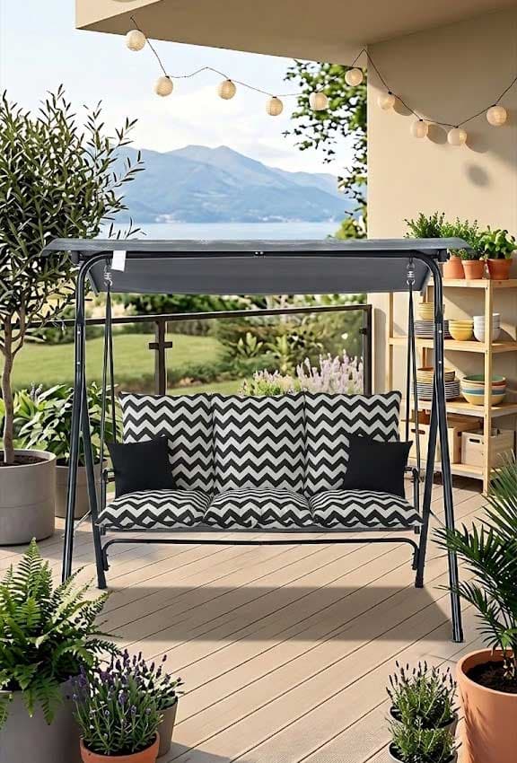 Jastuk Za Baštensku Ljuljašku 180x65x65cm CikCak BW