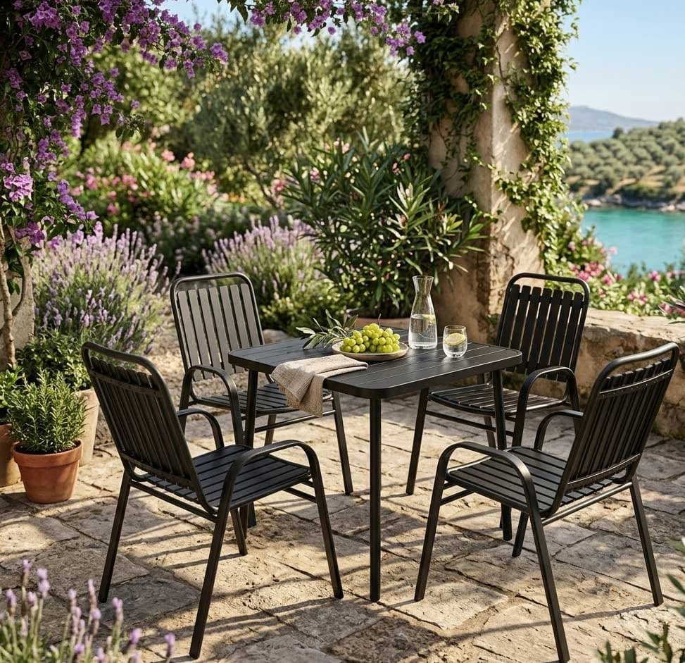 Baštenski set Aruba sa 4 stolice – Vaša oaza za opuštanje na otvorenom