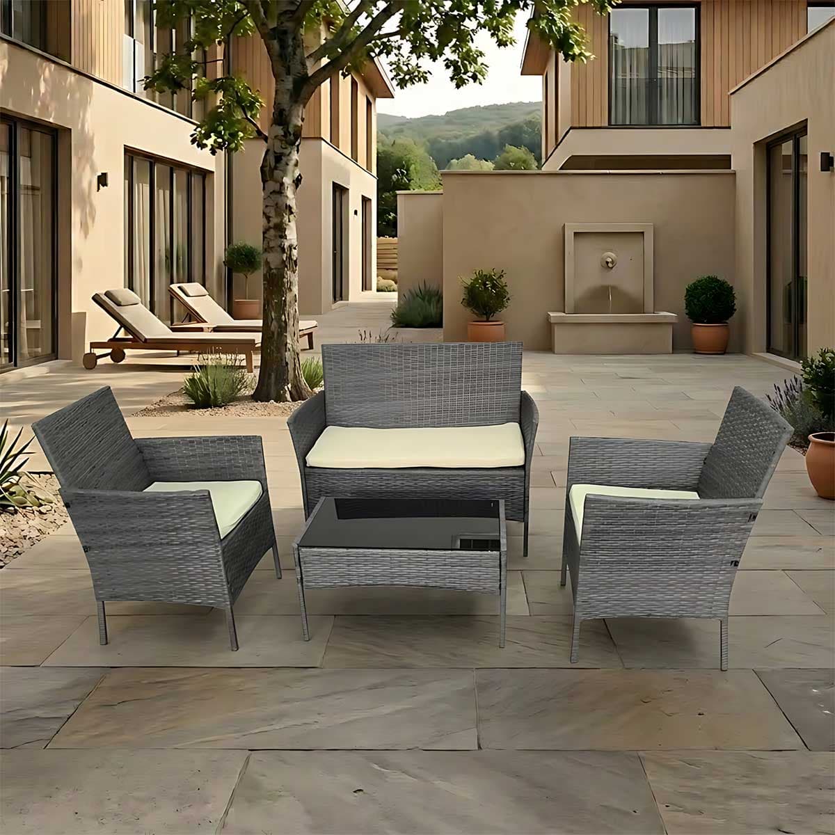 Ratan Garnitura Diogo Melirano SIva - 2 Fotelje, Dvosed i Sto