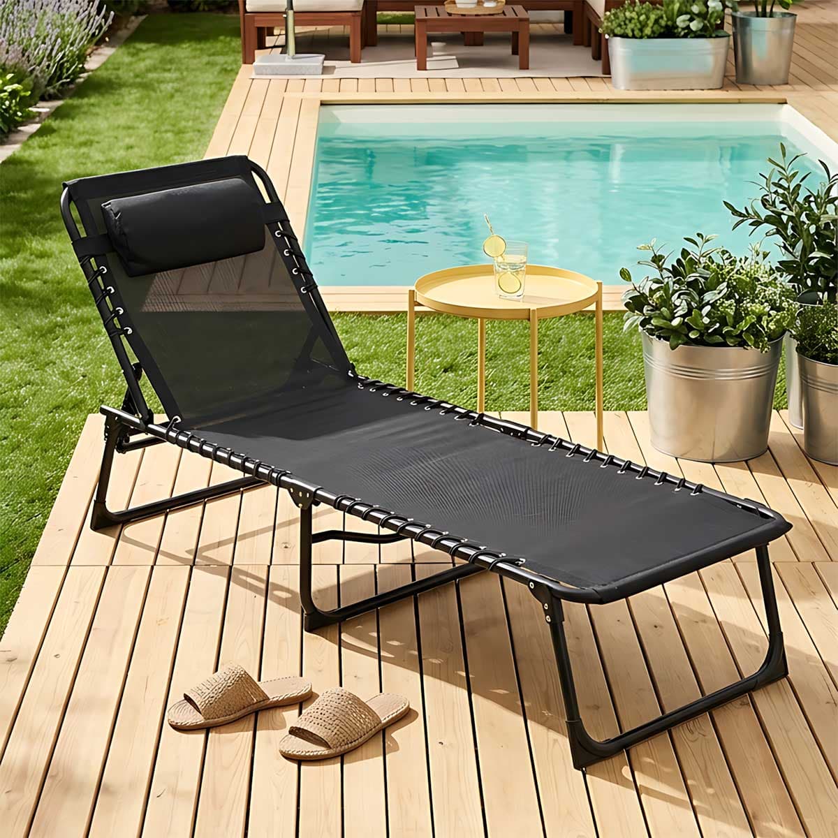 Baštenska Sklopiva Ležaljka Čelik - Tekstilen Wiener Black