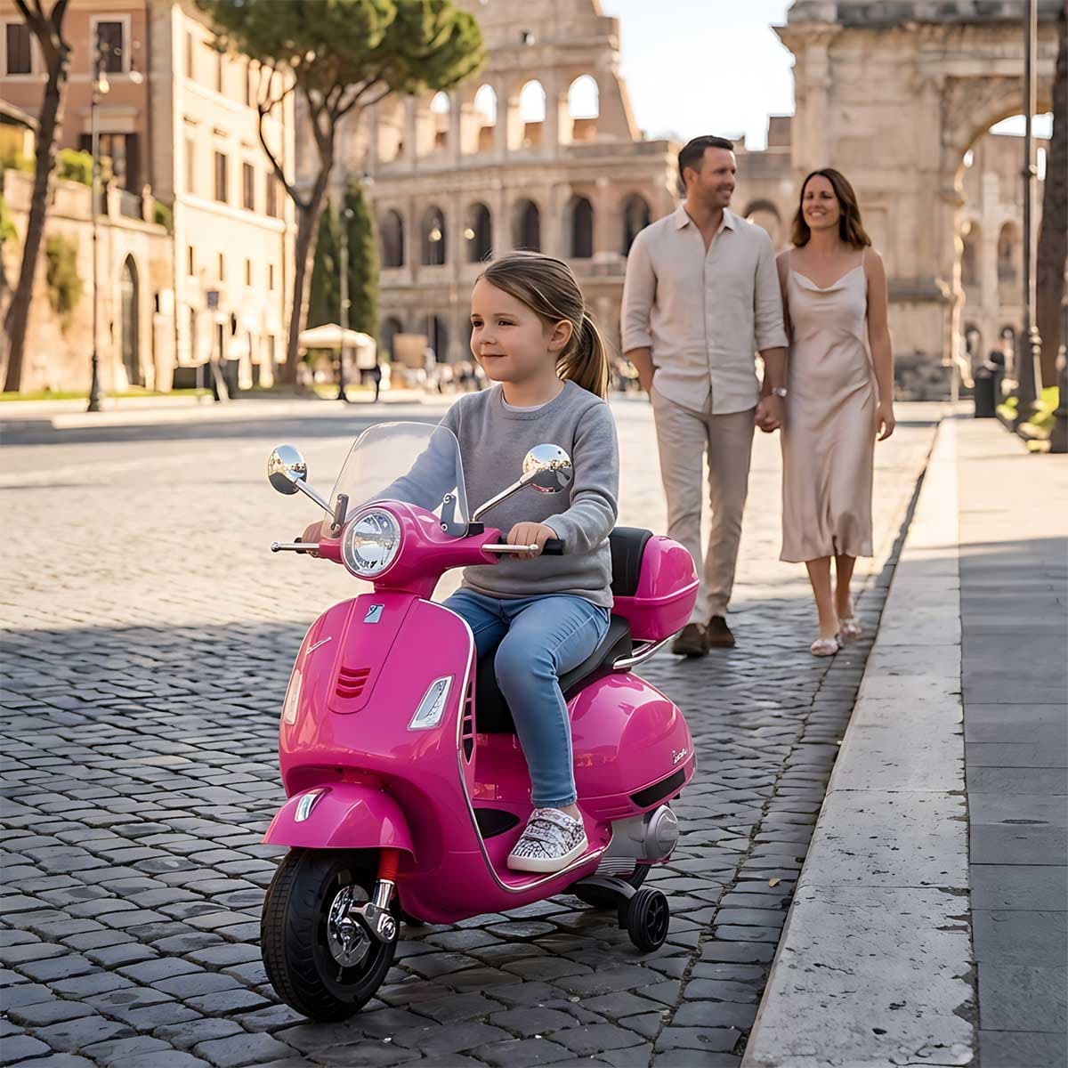 Licencirana AKU Vespa  - Roze Sa Pomoćnim Točkovima