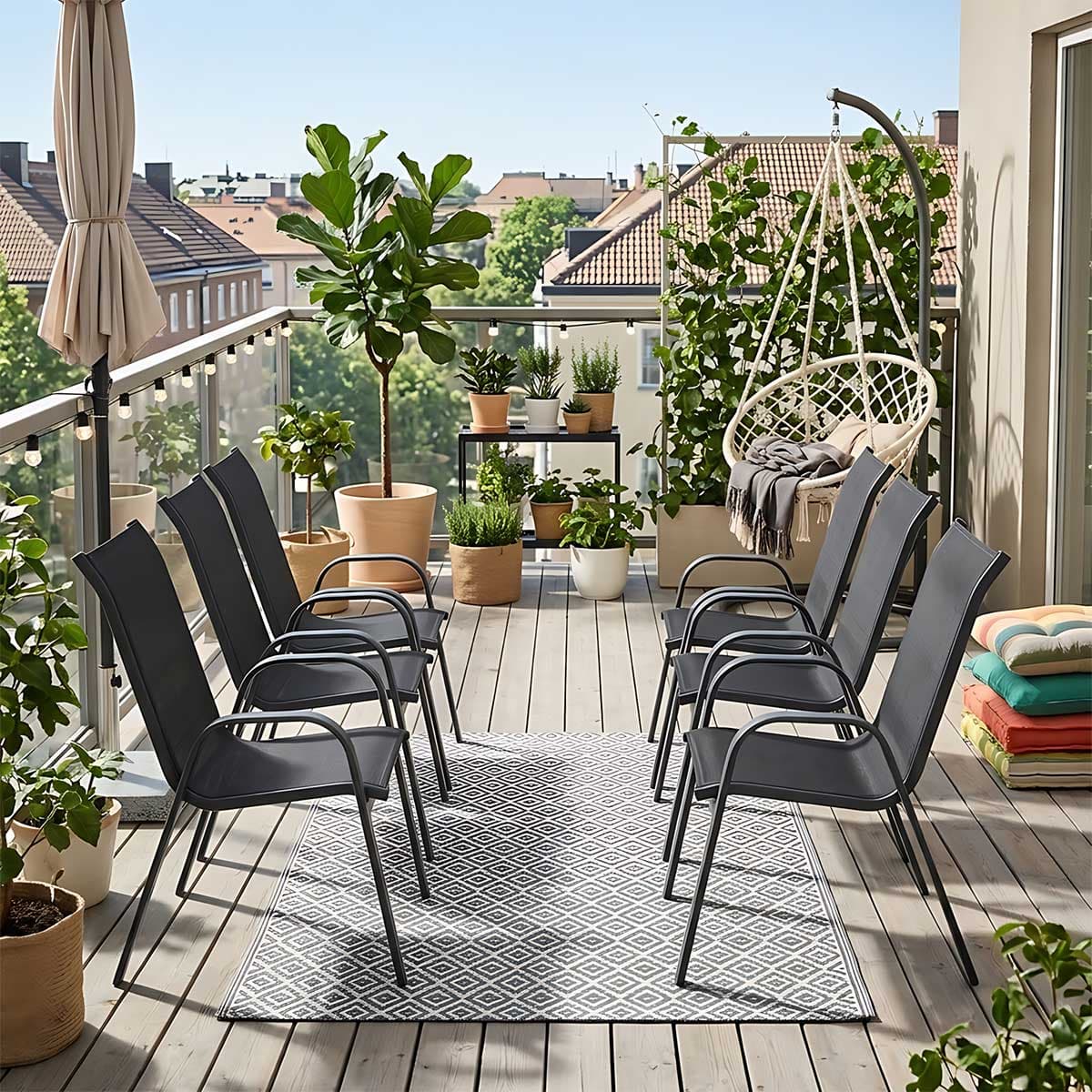 Komplet od 6 Stolica Tekstilen - Čelik 