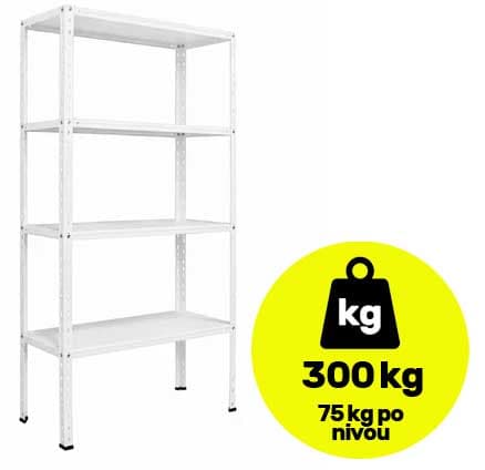 Metalna polica sa 4 nivoa 150x75x30 cm Nosivost 300 kg