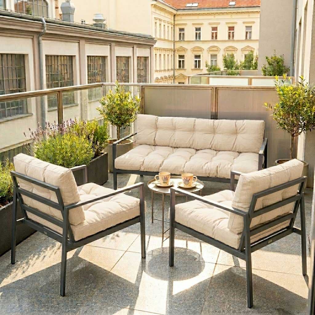 Jastuci Za Baštensku Garnituru Sa Niskim Naslonima - Dvosed i Dve Fotelje IVORY