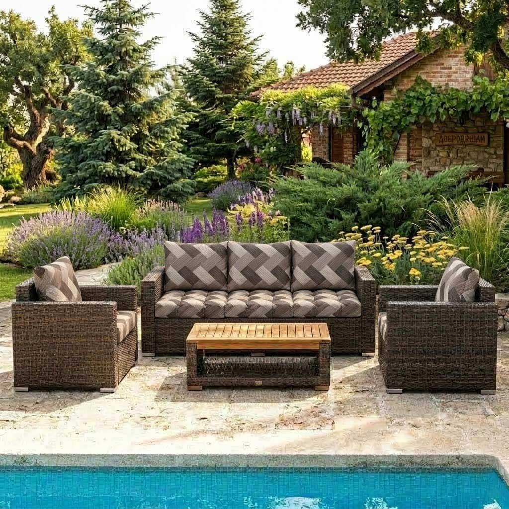 Jastuci Za Veliku Baštensku Garnituru - Trosed i Dve Fotelje TRICOT-BR