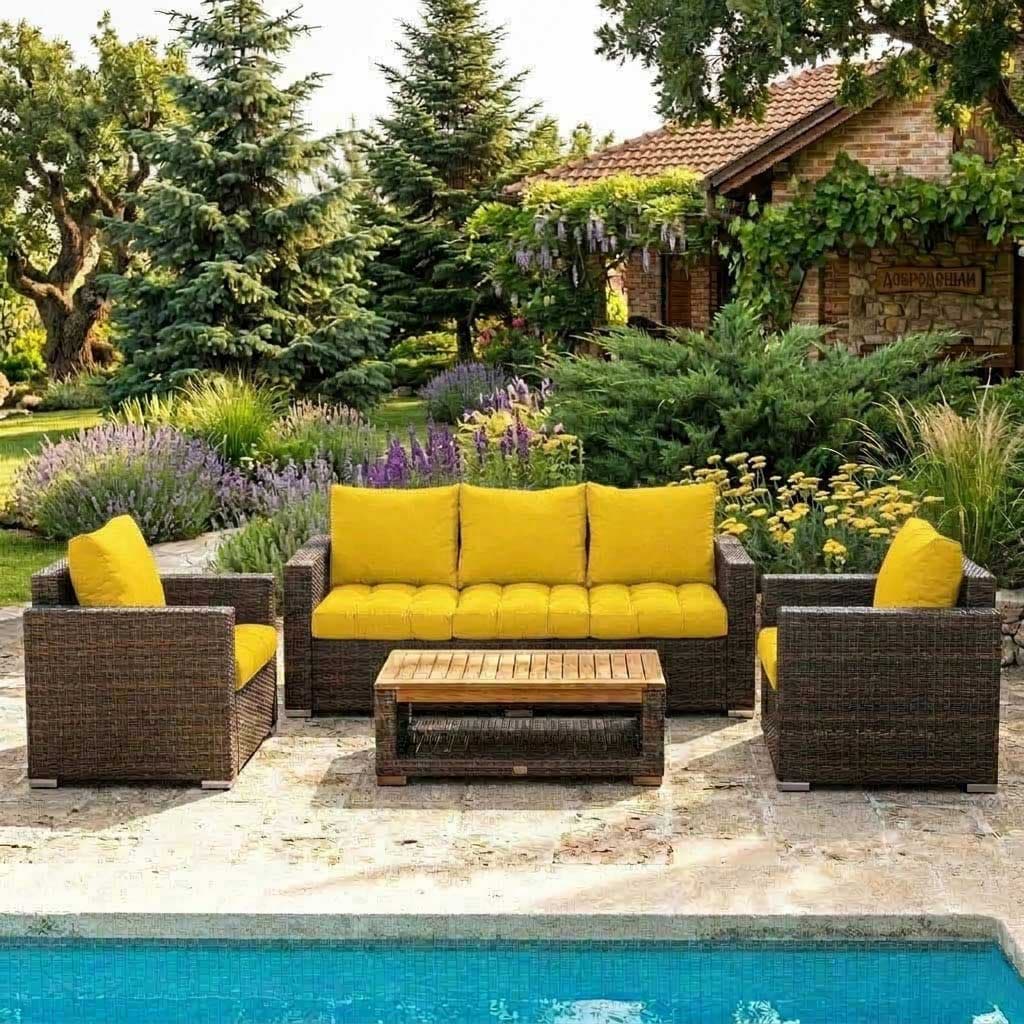 Jastuci Za Veliku Baštensku Garnituru - Trosed i Dve Fotelje YELLOW