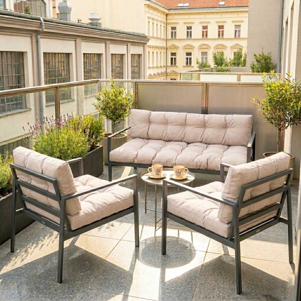 Jastuci Za Baštensku Garnituru Sa Niskim Naslonima - Dvosed i Dve Fotelje BEIGE