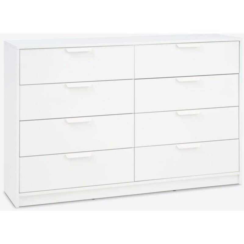 Komoda JENSLEV 4+4 fioke, bela, 139x89x36 cm