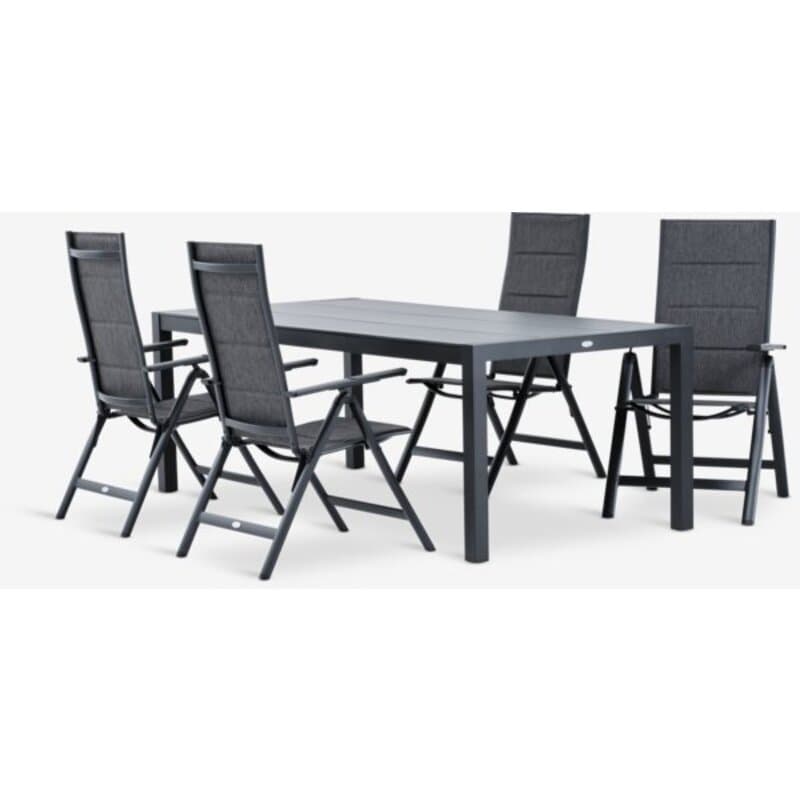 Baštenski sto D214 + 4 stolice, sivo, aluminijum/DURAWOOD®