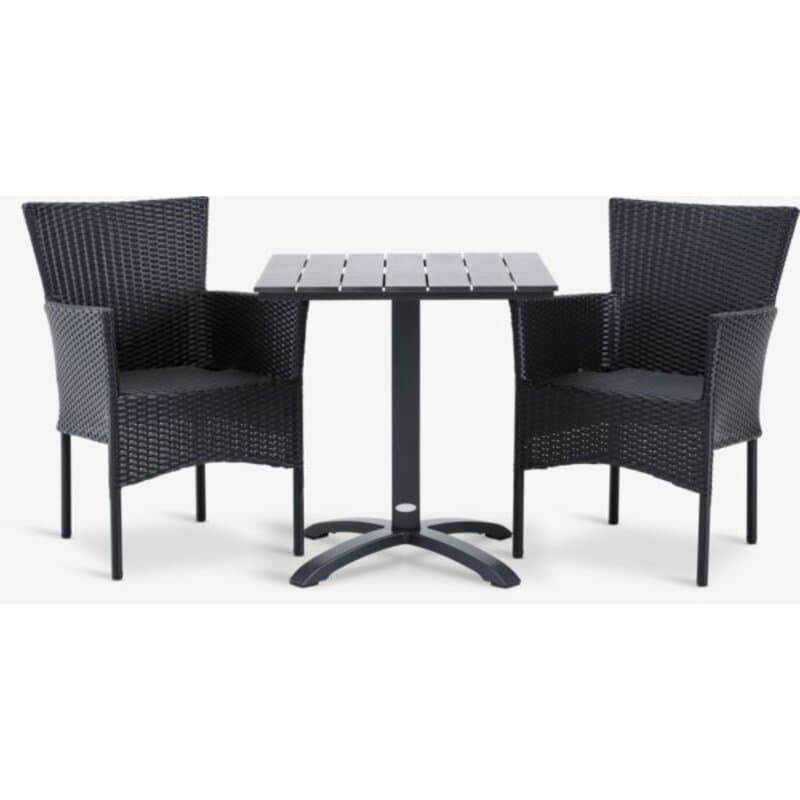 Baštenski set sto + 2 stolice, crna