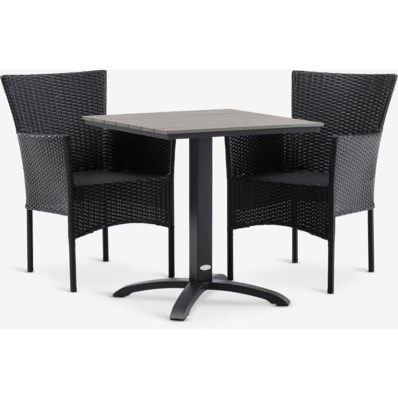Baštenski set D70 sto siva + 2 stolice crna