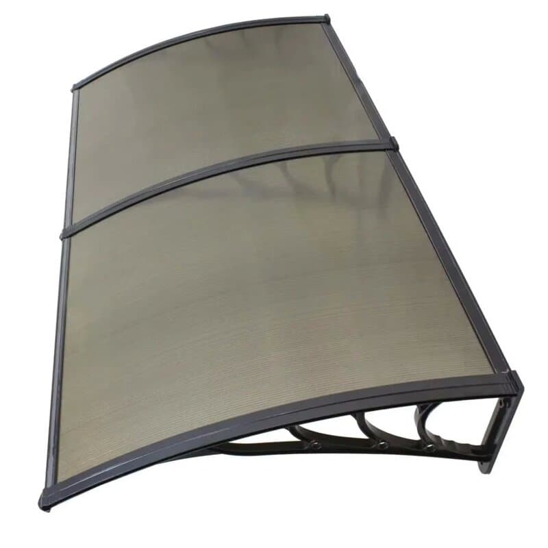 Nadstrešnica 240x100 cm Bronza Leksan 5mm, Crni Nosači