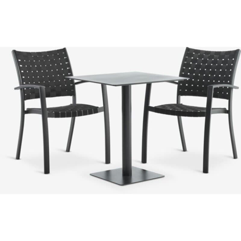 Baštenski set D65 sto + 2 stolice, crna