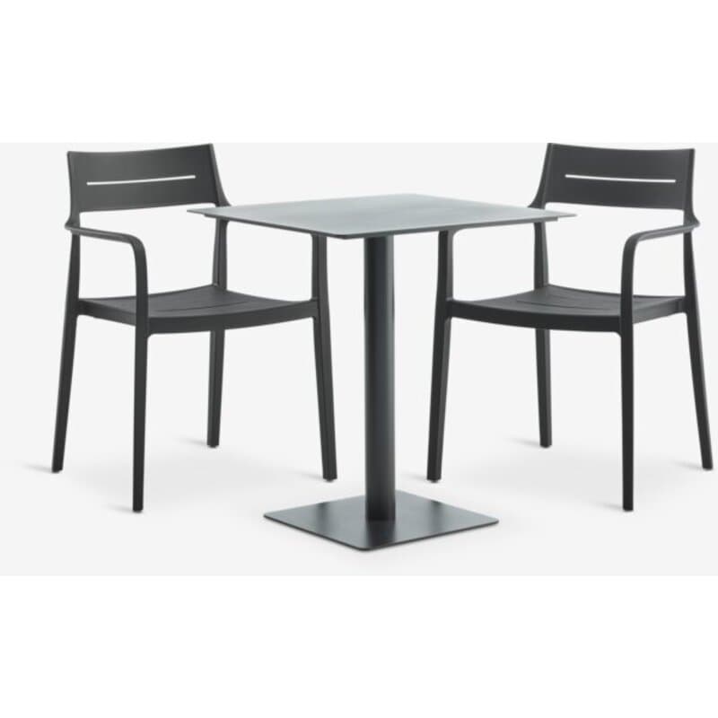 Baštenski set sto 65x65 + 2 stolice, crna