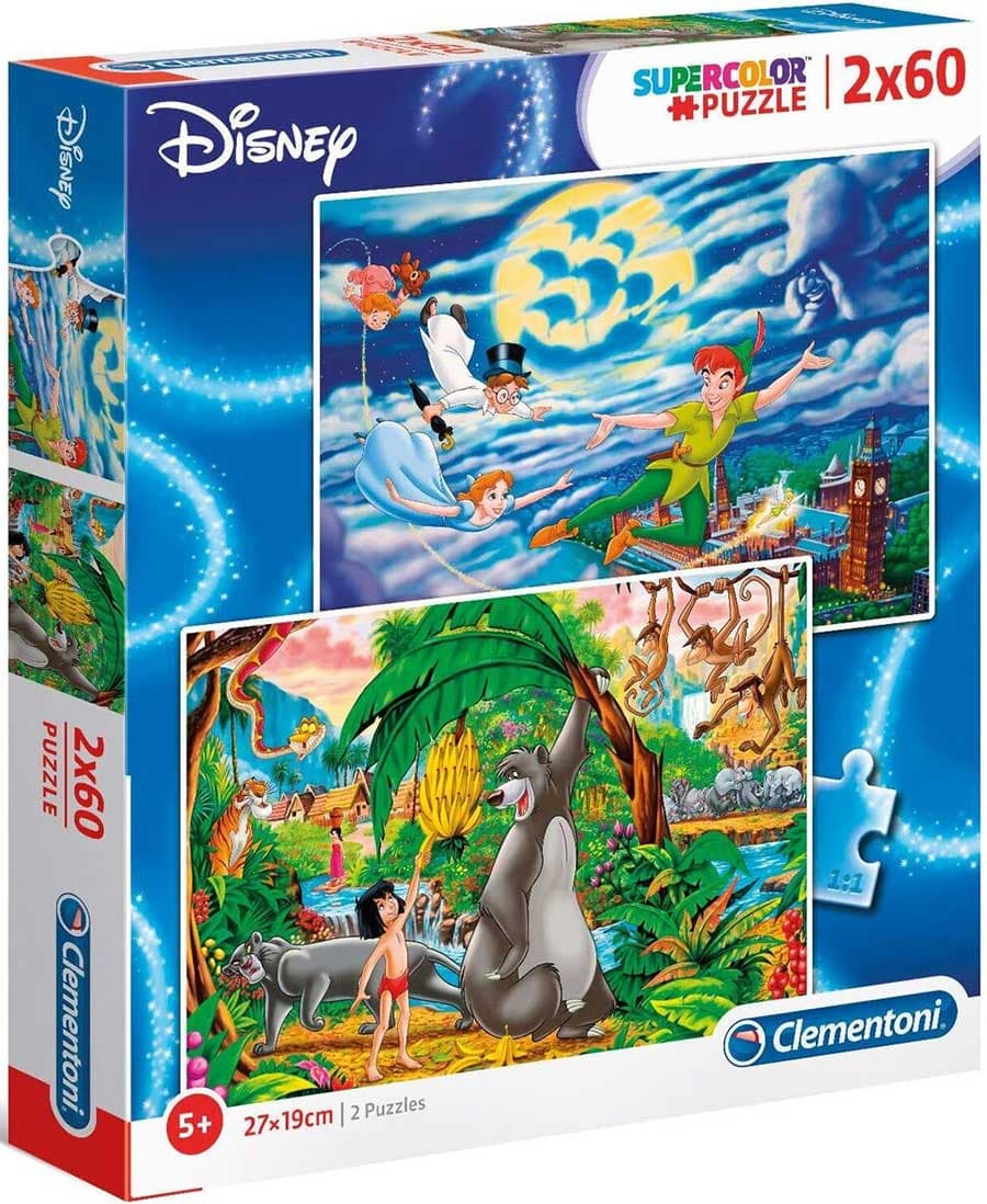 Puzle slagalice 2x60 delova Disney Petar Pan + Knjiga o džungli Clementoni 21613