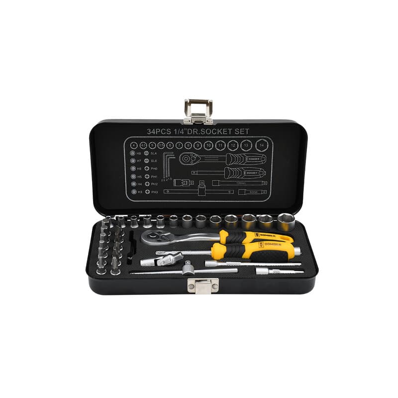 Bomber set gedora i bitova 1/4" 34 komada sa metalnom kutijom (084147)