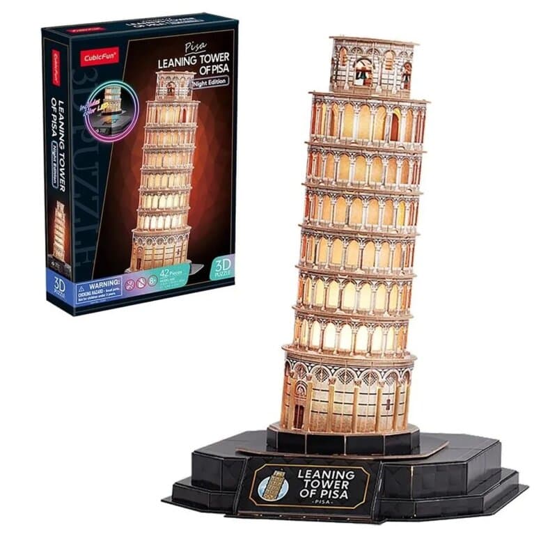 CubicFun 3D LED puzzla Krivi toranj u Pizi - Night Edition, 42 dela