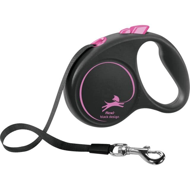 Povodac za pse do 15kg Flexi Black Design 5m black/pink TRIXIE 12356