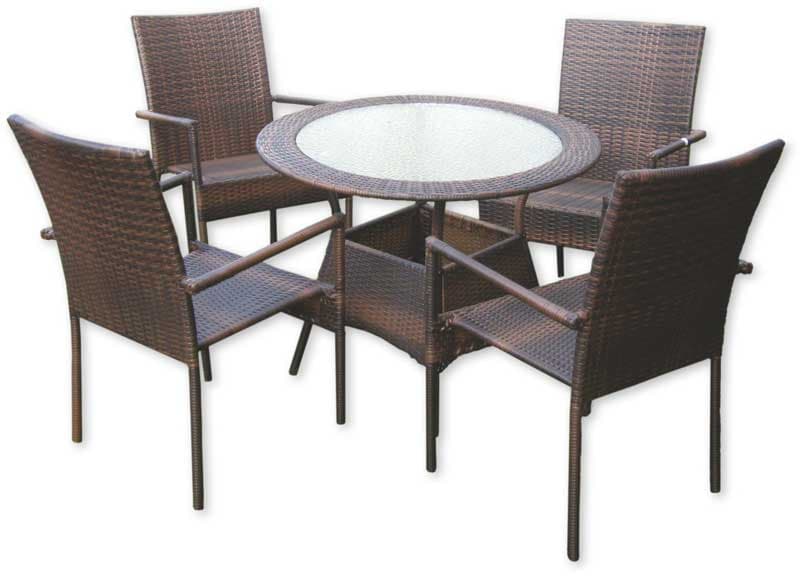 Garnitura Od Wicker Ratana Sto + 4 Stolice - Atina