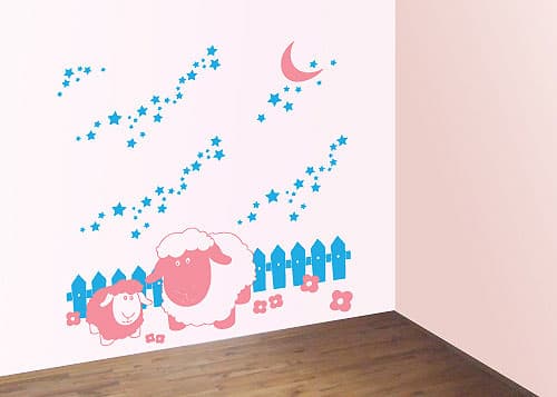 Zidni tatoo Sweet Lullaby D02 85x60cm FF99FF 47A7DE