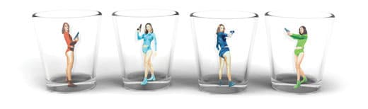 Kikkerland Čaše za kratka pića Gun Girl, set od 4  GL04