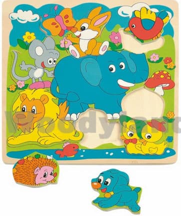 WoodyLand Drvena Slagalica Plavi Slon 90317