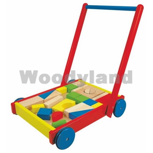 WoodyLand Drvena kolica sa kockama 90477