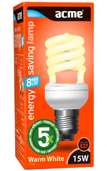 Acme Štedljiva sijalica Half Spiral E27 15W 8000h 14ESHS15WE27