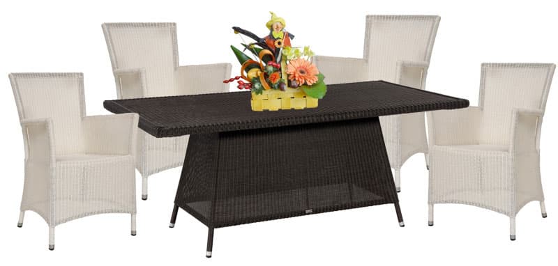 Garnitura Od PP Ratana Lucrezia Vanila White 4 Fotelje + Sto Java Brown