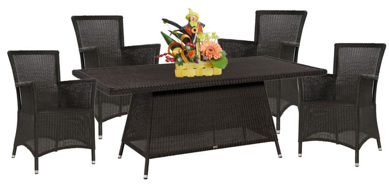 Garnitura Od PP Ratana Lucrezia Java Brown 4 Fotelje + Sto