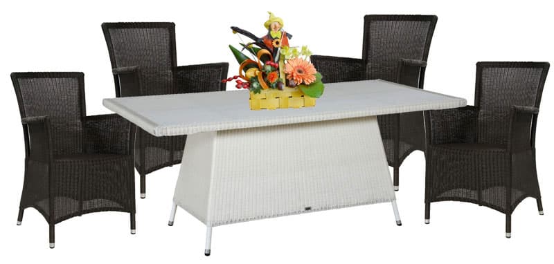 Garnitura Od PP Ratana Lucrezia Java Brown 4 Fotelje + Sto Vanila White