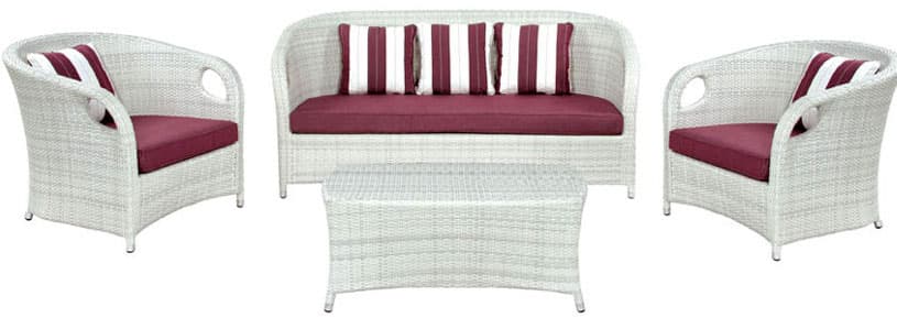 Garnitura Sardinia White Wash - 2 Fotelje + Dvosed + Sto + Jastuci