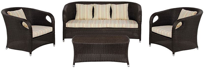 Garnitura Sardinia Dark Brown - 2 Fotelje + Dvosed + Sto + Jastuci