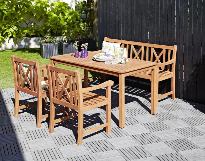 Baštenska Garnitura od Drveta Limassol - 2 Stolice, Klupa i Sto