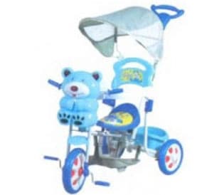 Plavi tricikl sa medom, drškom i suncobranom 8012BR 290065