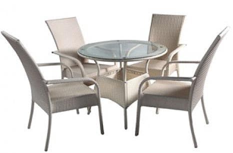 Garnitura Za Terasu i Dvorište Bent White - 4 Stolice + Sto