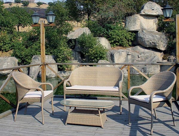 Garnitura Od Wicker Ratana Lugano - 2 Fotelje, Dvosed i Sto sa staklom