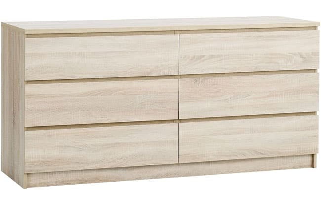 Komoda Aster brušen hrast 6 fioka