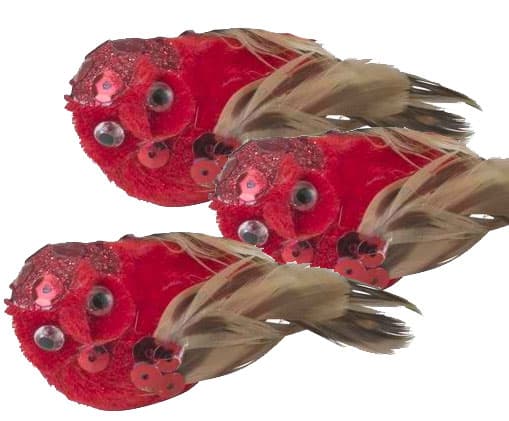 Novogodišnji ukrasi crvene sove 3kom/p