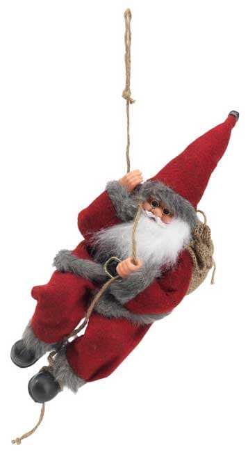 Novogodišnji ukras Deda Mraz na užetu V30cm