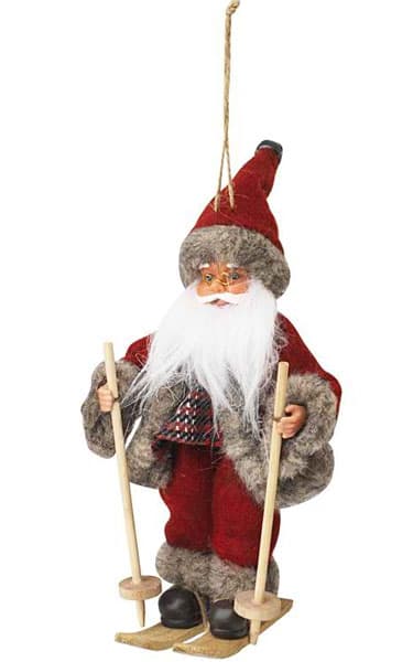 Novogodišnji ukras Deda Mraz na skijama V20cm
