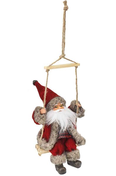 Novogodišnji ukras Deda Mraz na ljuljašci V20cm