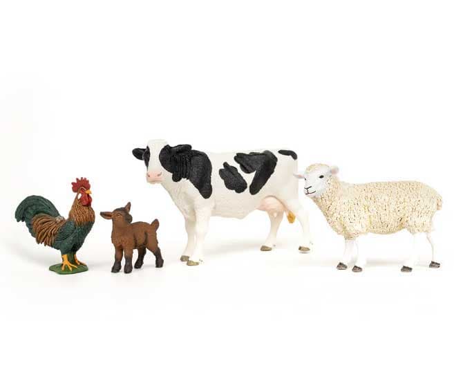 Schleich® Figure Domaće životinje Krava, ovca, jare, petao 42729