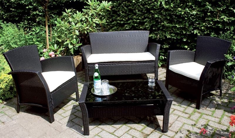 Baštenska Garnitura Barcelo - 2 Fotelje Dvosed i Sto Sa Staklom