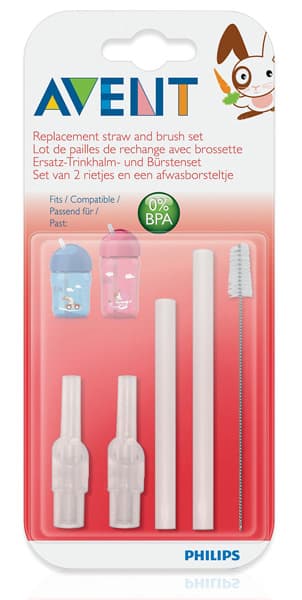 Avent Set rezervnih slamčica za šolje i četkica za čišćenje