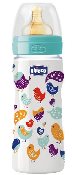 Chicco Plastična flašica sa kaučuk cuclom Well-Being 330ml  4m+ 00070709000000