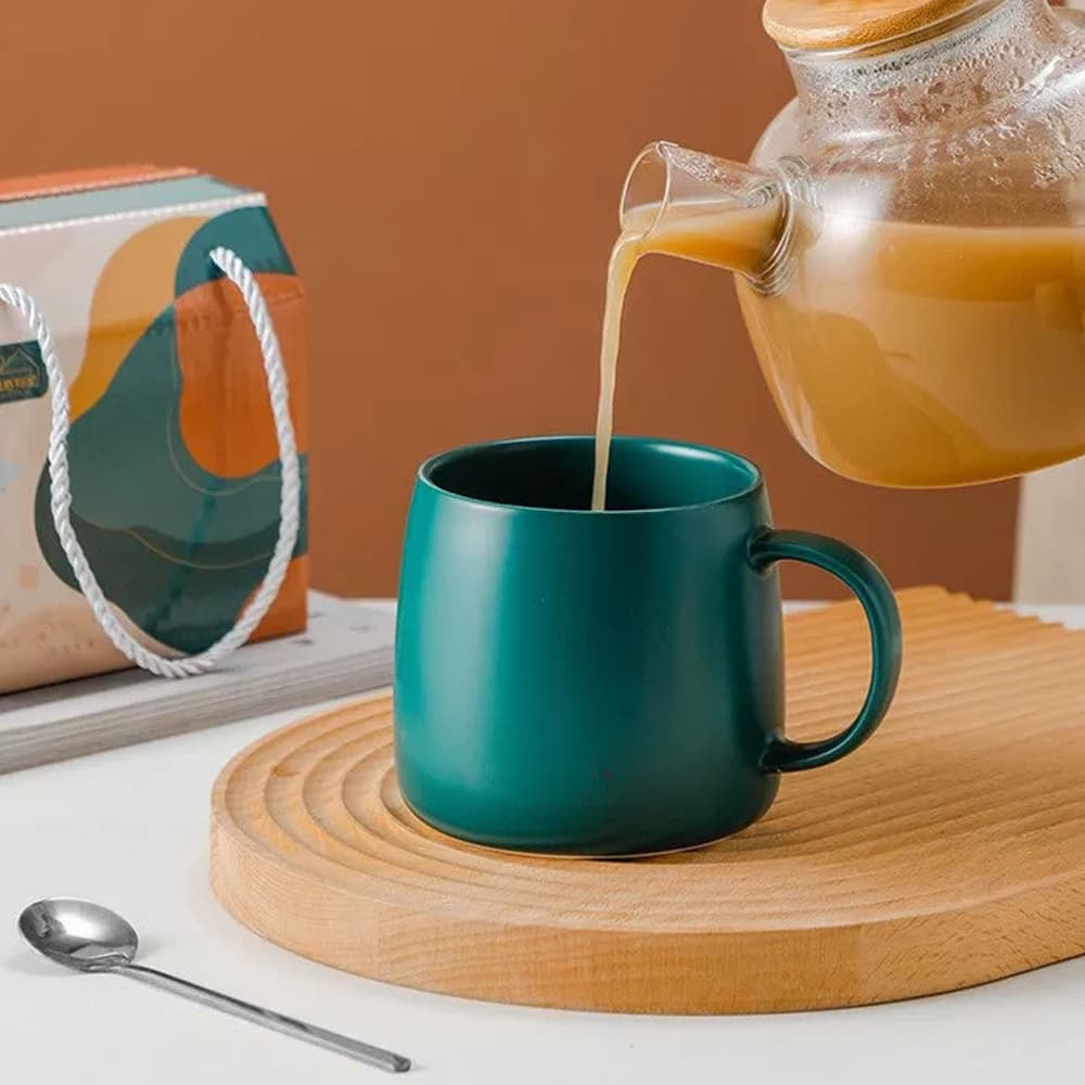 Velika šolja sa kašičicom Tamno Zelena 430 ml